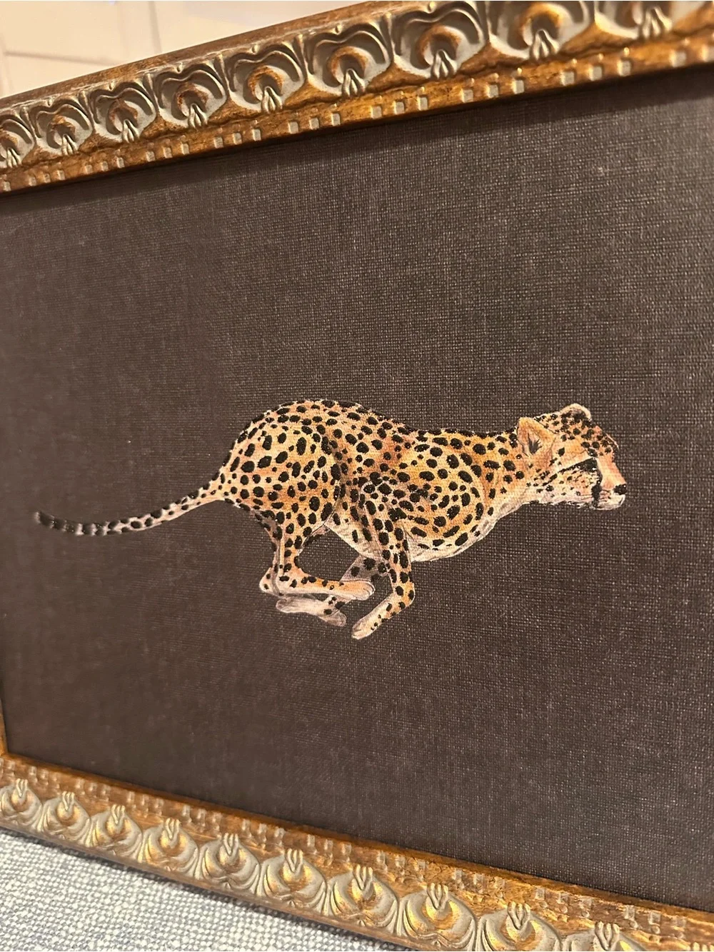 14x11 cheetah wild art print with glitter embellishment beautiful frame